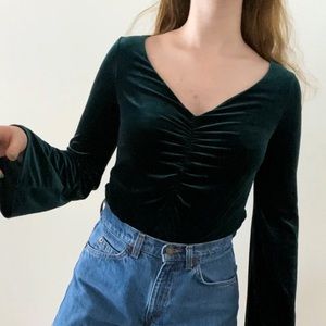 Urban Outfitters Velvet Bell Sleeve Top